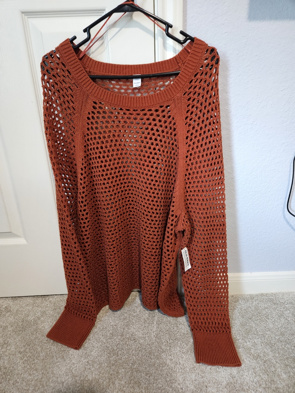 Old Navy Rust Orange Open-Knit Sweater